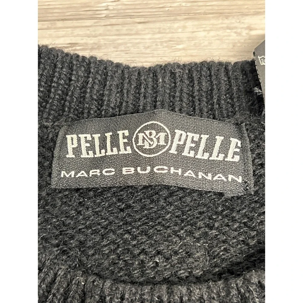 Vintage Pelle Pelle Sweater Mens 2XL‎ Black Red Knit Pullover Logo